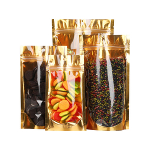 ゴールド アルミ フォイル クリアスタンド アップ ポーチ